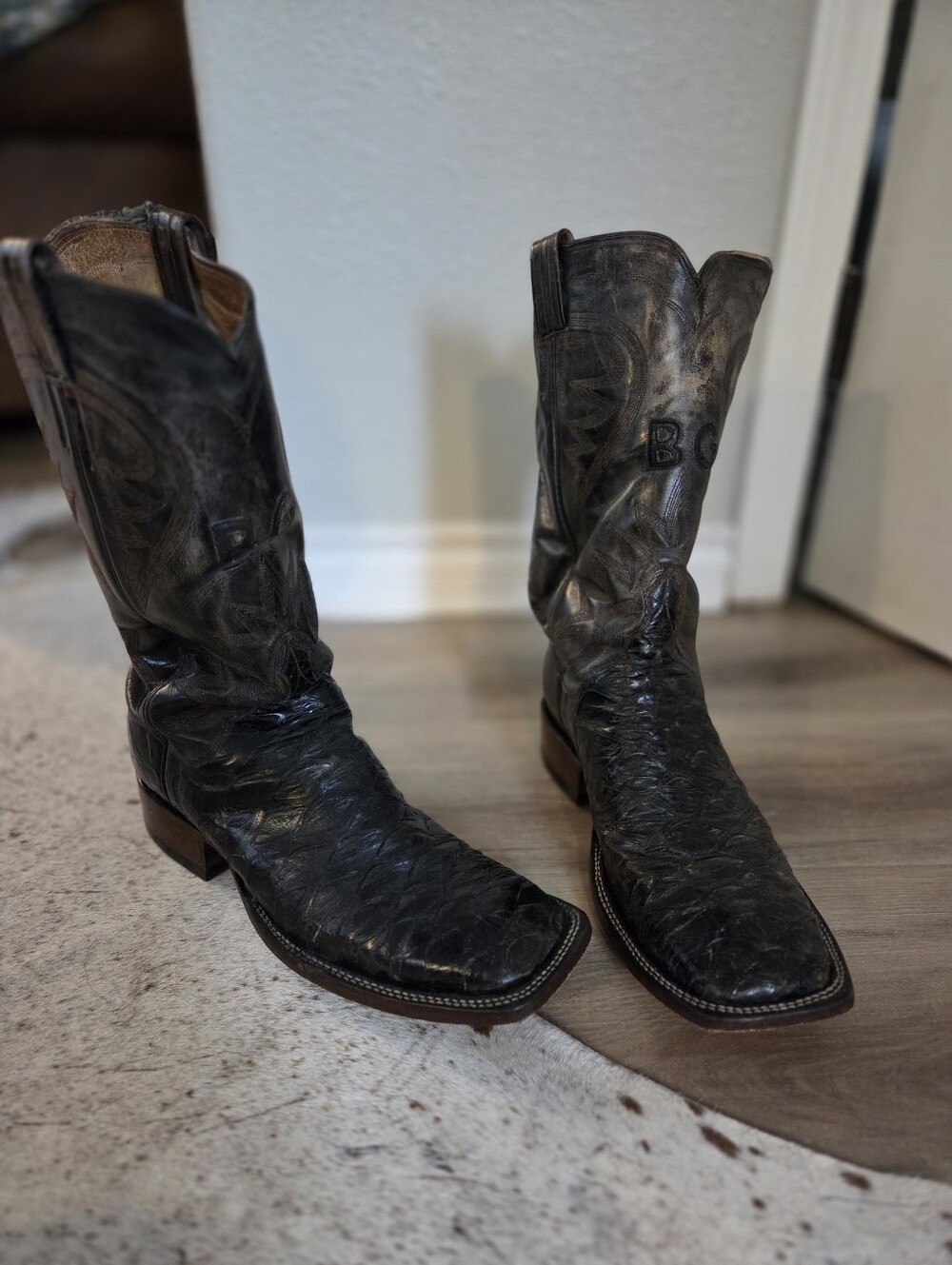 Rare Anteater Preban Boots Men's Black Leather Cowboy Boots - Classic Western